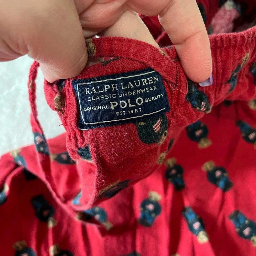 Vintage Polo Ralph Lauren Men’s Red Pajama Pants Polo Bear Lounge Sleep Pants - Picture 3 of 7